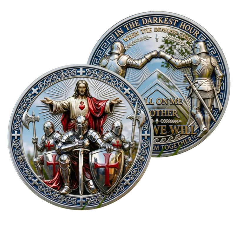 Call On Me Brother AA & PTSD Awareness– Knights Challenge Coin (40mm)