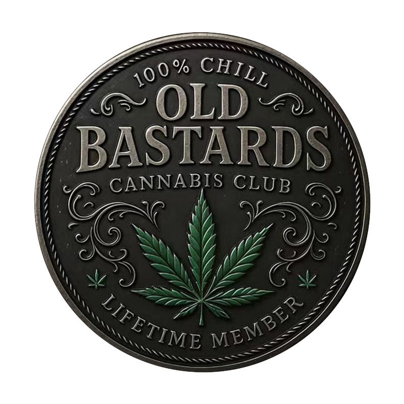 50 PCS Wholesale Lot - Old Bastards Cannabis Club Novelty Challenge Coin 40mm Antique Silver Colorized