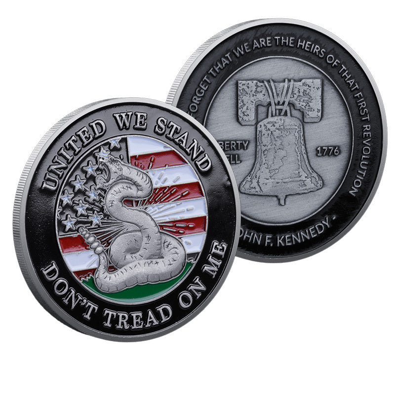 50 PCS Wholesale Lot - Don't Tread On Me United We Stand Challenge Coin Liberty Bell JFK - Gold or Silver Tone
