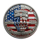 Generation X Proud Member Badass Generation Challenge Coin obverse – American flag skeleton middle finger 1965-1980 F*ck Your Feelings silver-tone red white blue enamel