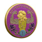Recovery Strength Women’s Sobriety Challenge Coin obverse closeup – strong woman flexing biceps purple pink enamel gold-tone Year 1 blue oval violet flowers