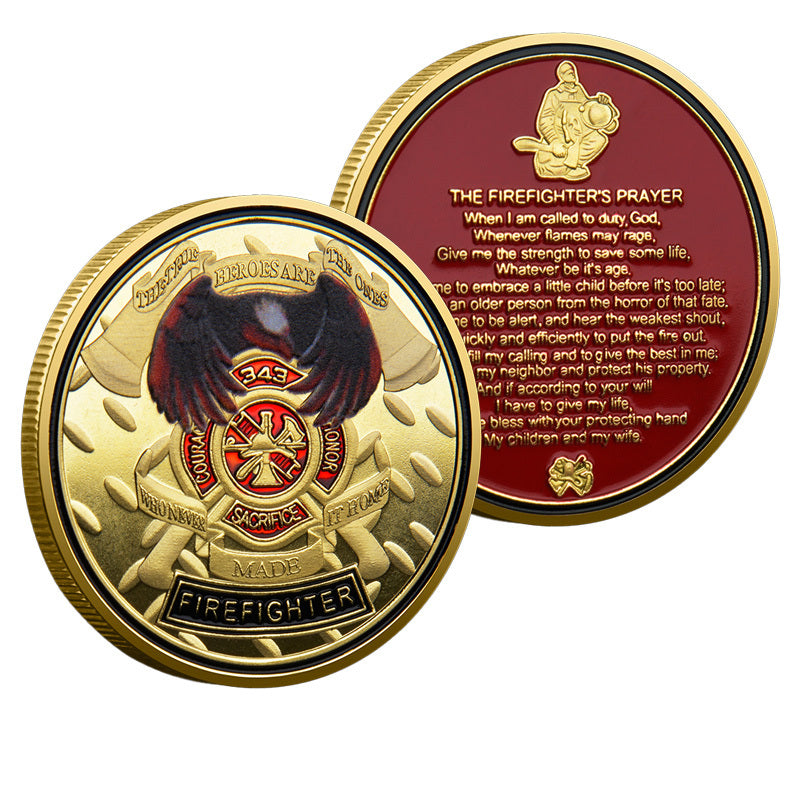 Firefighter's Prayer Firefighter Challenge Coin Lot - 50 Pieces, Gold Tone & Silver Tone
