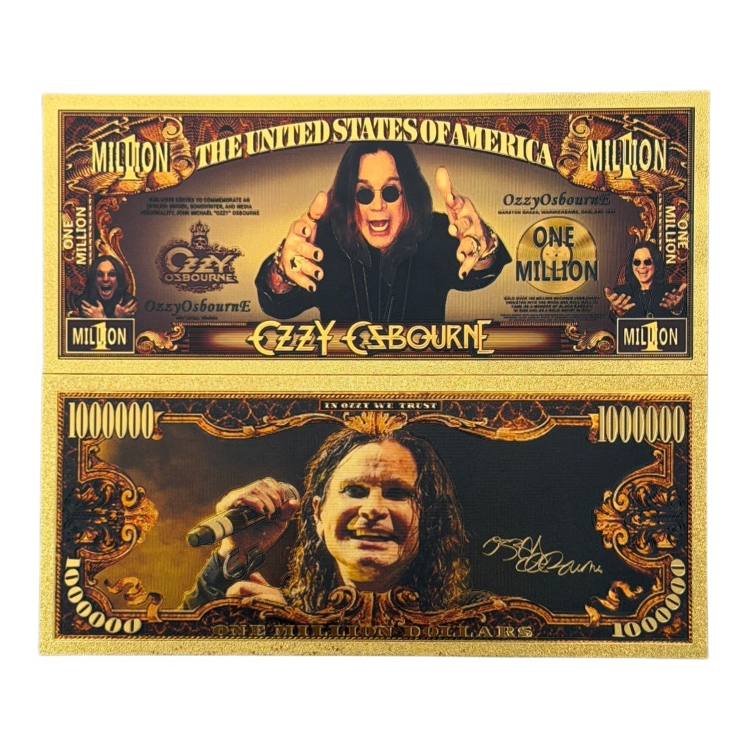 Ozzy Osbourne "One Million Dollar" Gold Foil Novelty Bill — Pack of 20