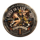 Flame & Water Heroes First In Last Out They Like It Hot Firefighter Brotherhood Challenge Coin obverse closeup – firefighter rescuing woman hose fire hydrant full color enamel antique silver