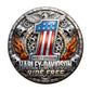 Harley-Davidson Ride Free Challenge Coin obverse – American flag #1 bald eagle crossed pistons gears flames silver-tone red white blue enamel