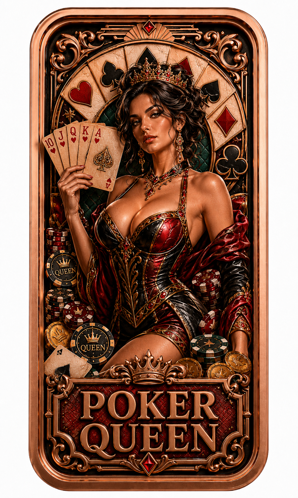 Casino Queen Series 1 oz .999 Fine Copper Bar Set of 5 (20 Sets / 100 Bars)