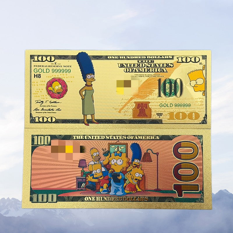 WHOLESALE ONLY-MIN ORDER 10 SETS-THE SIMPSONS 24K BANKNOTE SET