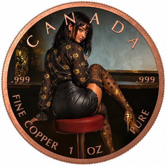 Canada Maple Leaf 1 oz .999 Fine Copper Round – Dark Glamour Art Edition (Tube of 20)