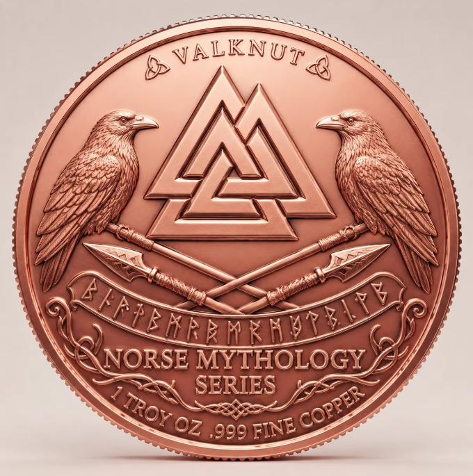 Odin Allfather Norse Mythology Series – 1 oz .999 Fine Copper Round High Relief (Roll of 20) – 5 UV Color Designs