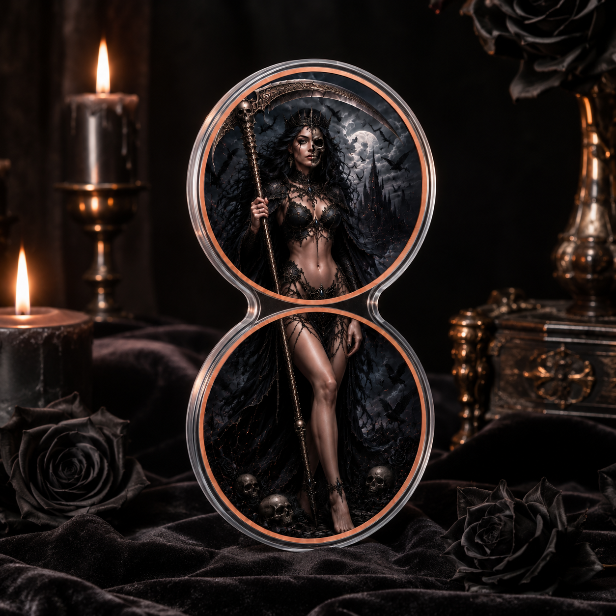 Dark Reaper Queen Dual 1 oz .999 Fine Copper Coin Set – Gothic Edition (10 Sets Minimum)