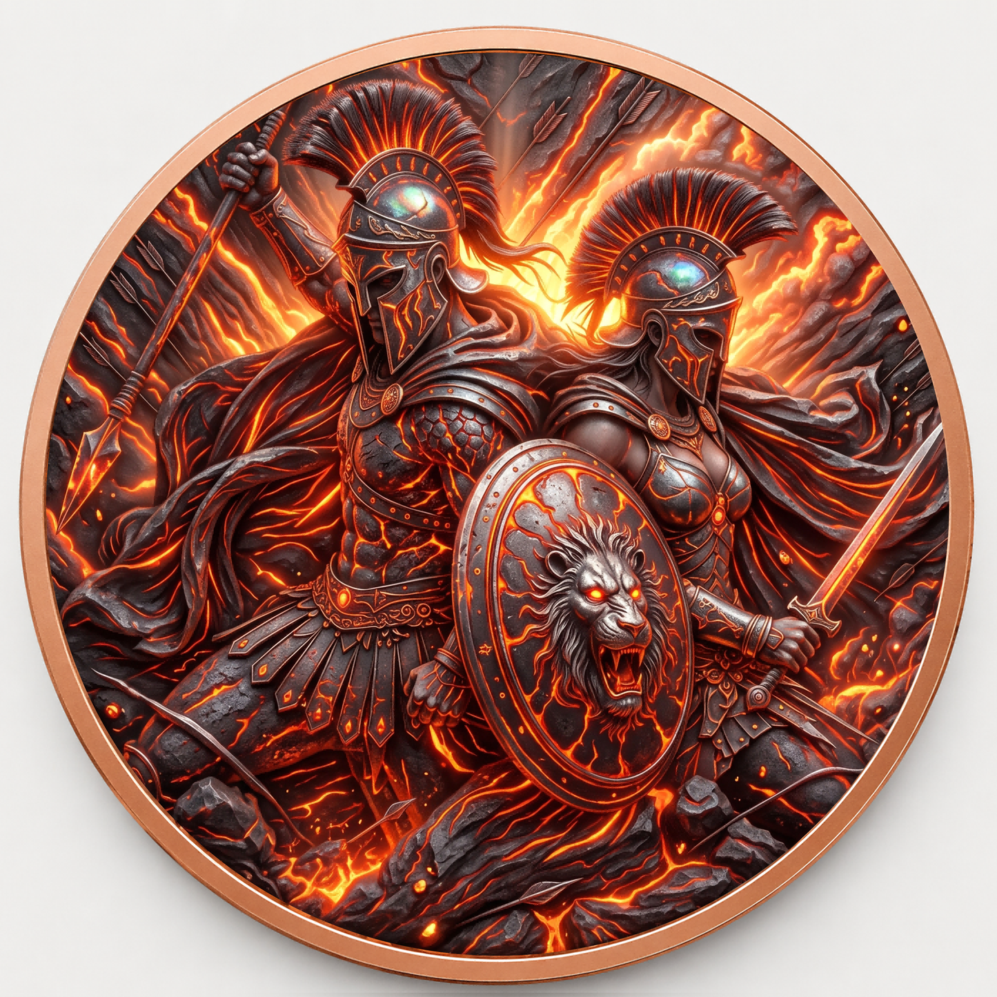 Spartan Warriors Greek Mythology Series – 1 oz .999 Fine Copper Round 40mm – Roll of 20 – Choose Your UV Color Design