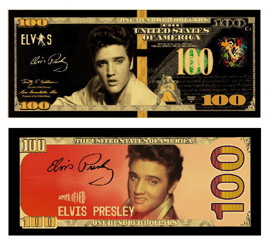 Elvis Presley $100 Gold Foil Novelty Banknote front and back