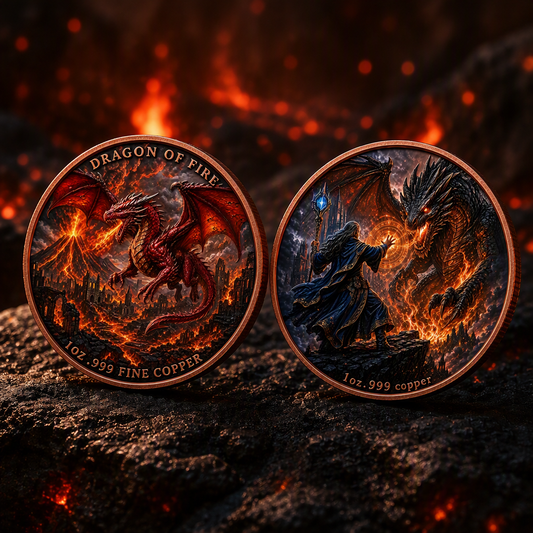Dragon of Fire 1 oz .999 Fine Copper Coin - 50 Piece Lot