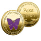 50 PCS Wholesale Lot - "Pass It On" Kindness Challenge Coin 40mm Gold Plated Purple Butterfly