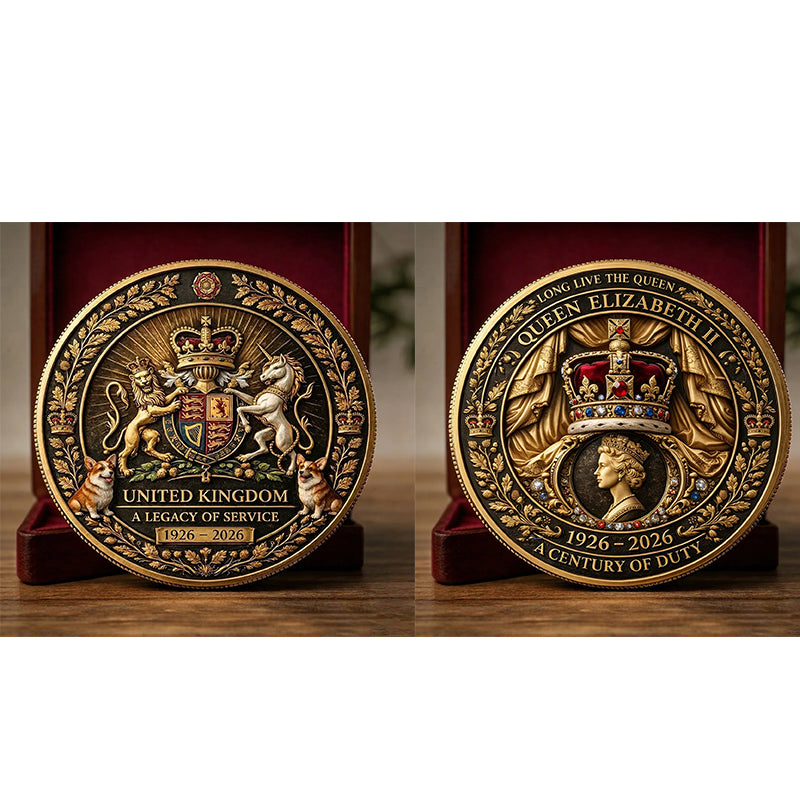 Queen Elizabeth II Century of Duty Challenge Coin – 40mm 3D (5-Pack)