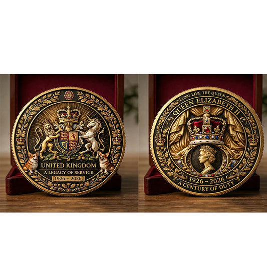 Queen Elizabeth II Century of Duty Challenge Coin – 40mm 3D (5-Pack)