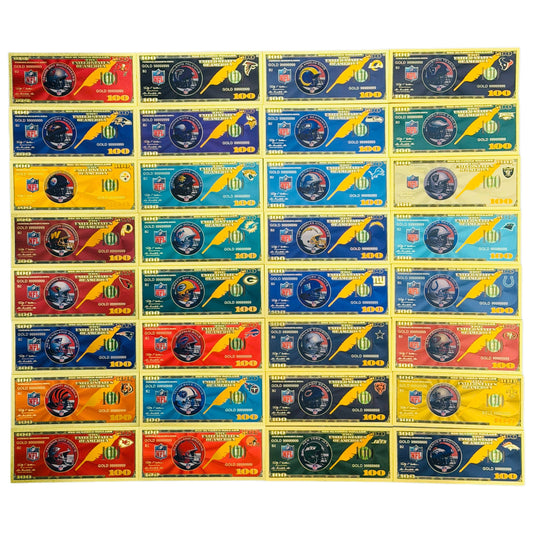 32 FOOTBALL TEAM COLLECTIBLE 24K GOLD FOIL BANKNOTE SET