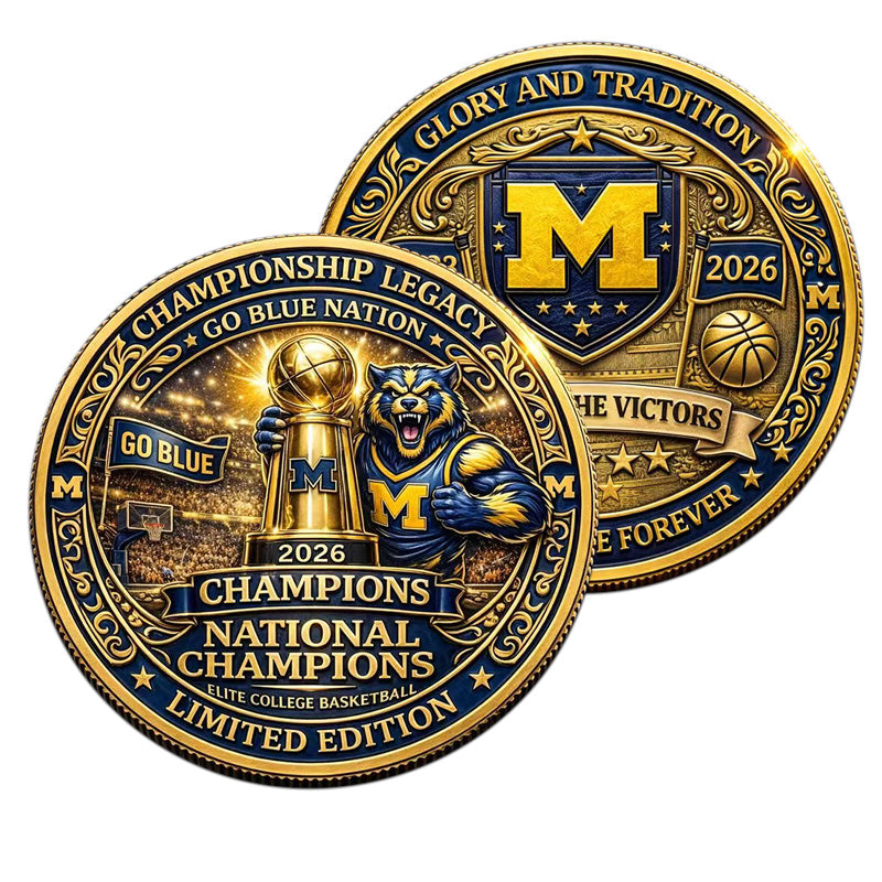 Michigan Wolverines 2026 National Champions Challenge Coin – 40mm Gold “Hail to the Victors” Limited Edition
