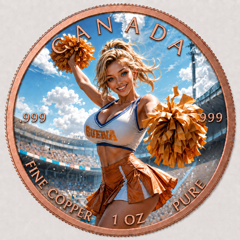 Canada Maple Leaf 1 oz .999 Fine Copper Round – Cheerleader Art Edition (Tube of 20)