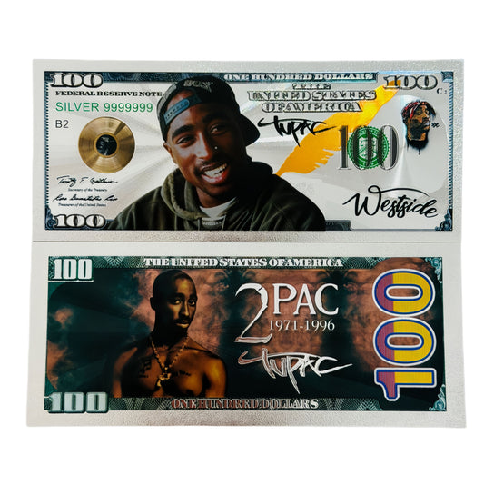 WHOLESALE ONLY-50PCS. TUPAK SILVER PLATED BANKNOTES