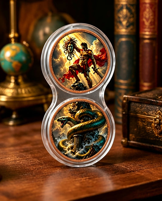 Perseus & the Serpent Dual 1 oz Pure Copper Coin Set – Greek Mythology Edition (10 Sets Minimum)