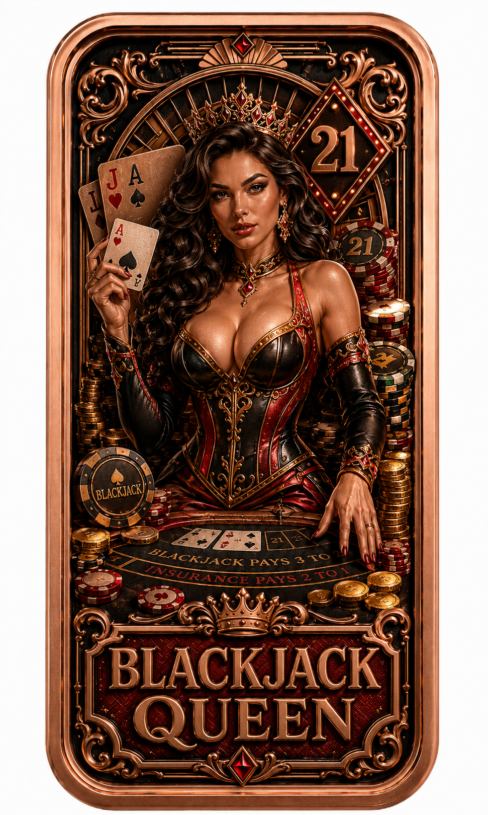 Casino Queen Series 1 oz .999 Fine Copper Bar Set of 5 (20 Sets / 100 Bars)