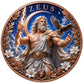 Zeus King of Gods 1 oz .999 Fine Copper Round – 3D High Relief UV Color Proof-Like | Greek Mythology Series(Roll of 20)
