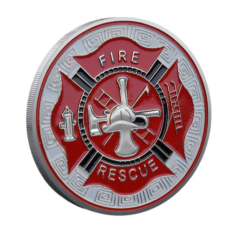 50 PCS Wholesale Lot - Thin Red Line Fire Rescue Challenge Coin Firefighter Maltese Cross - Gold or Silver Tone