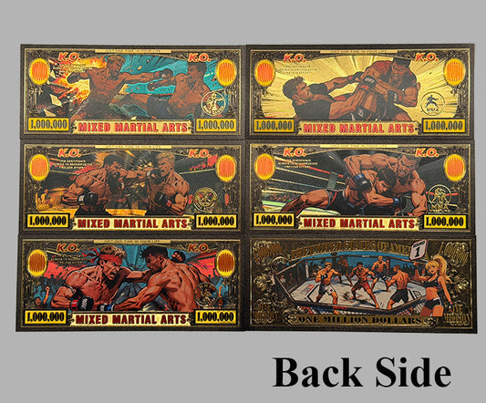 WHOLESALE ONLY-10 SETS-MORTAL COMBAT 5 PC SET 24K BLACK & GOLD BANKNOTES