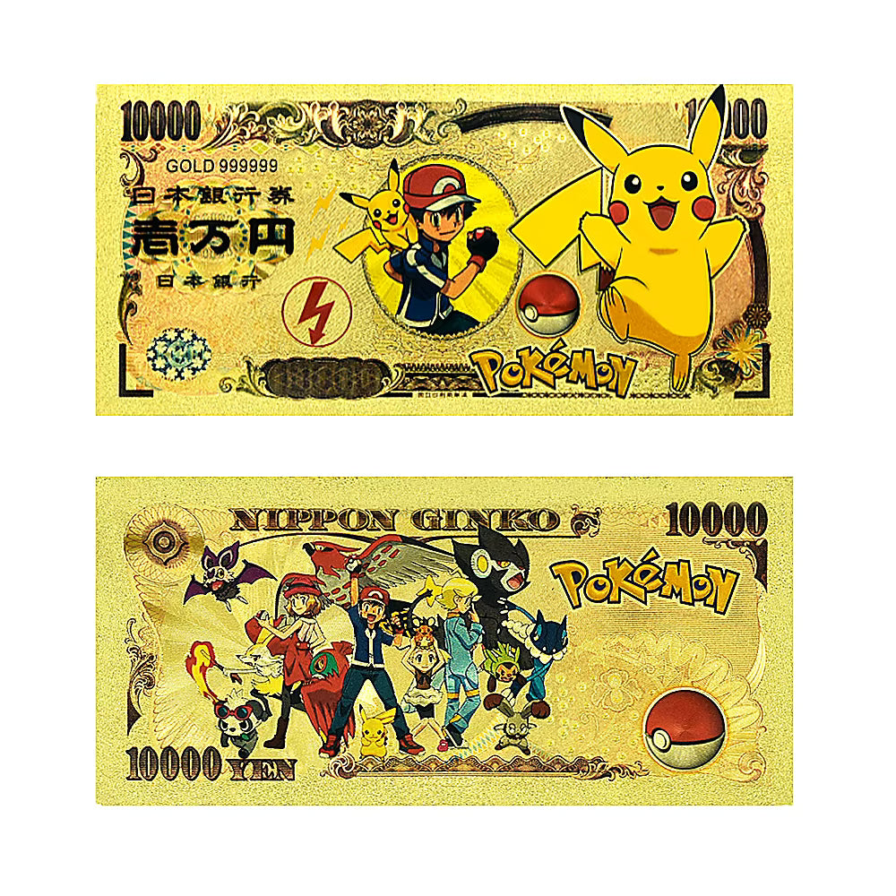 Pokémon 24K Gold Foil Banknotes – Pack of 10 (Choose Your Design)