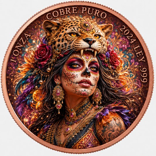Mexican Libertad 1 oz .999 Fine Copper Round – Jaguar Priestess Art Edition (Tube of 20)