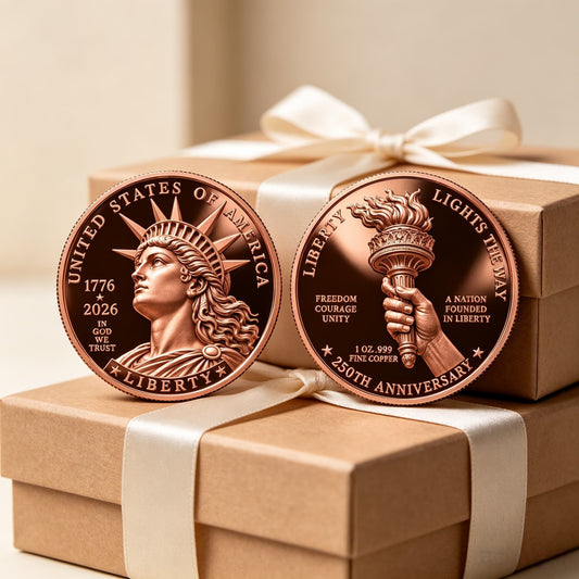 50-Pack U.S. 250th Anniversary Liberty 1 oz .999 Fine Copper Rounds – 1776–2026