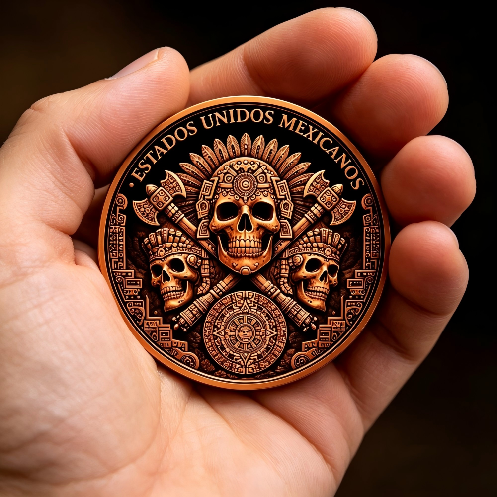Mexico Libertad 5 oz .999 Fine Copper Round – Aztec Serpent & Skull Dark Art Edition 2026 (Min. 20 Units)