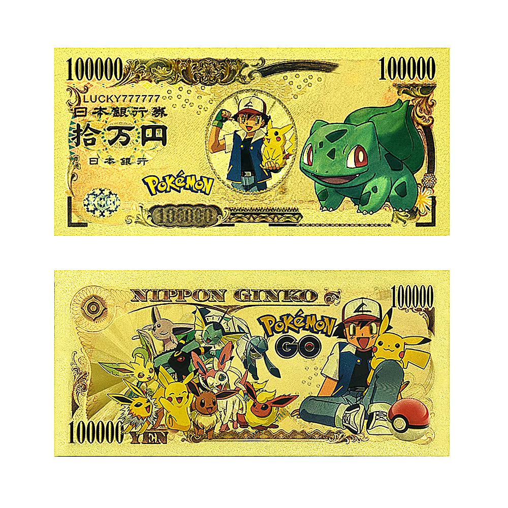 Pokémon 24K Gold Foil Banknotes – Pack of 10 (Choose Your Design)