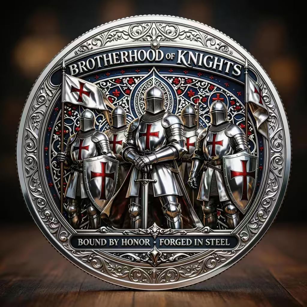 Brotherhood of Knights 3D 40mm challenge coin, Call On Me Brother design