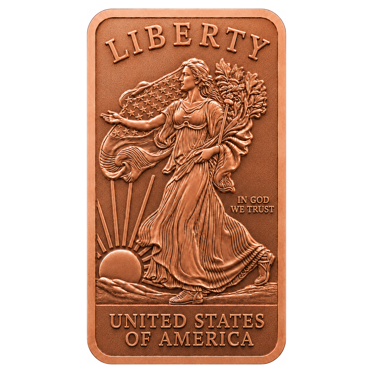 Walking Liberty 1 oz .999 Fine Copper Bar – Reverse