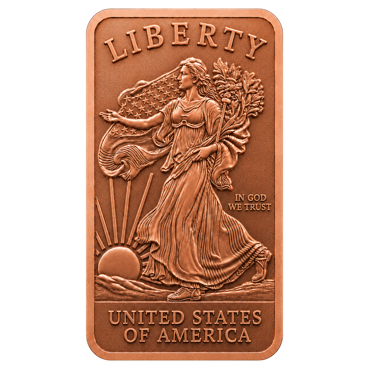 Walking Liberty 1 oz .999 Fine Copper Bar – Reverse