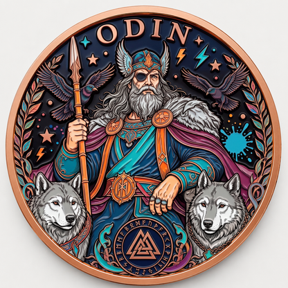 Odin Allfather Norse Mythology Series – 1 oz .999 Fine Copper Round High Relief (Roll of 20) – 5 UV Color Designs