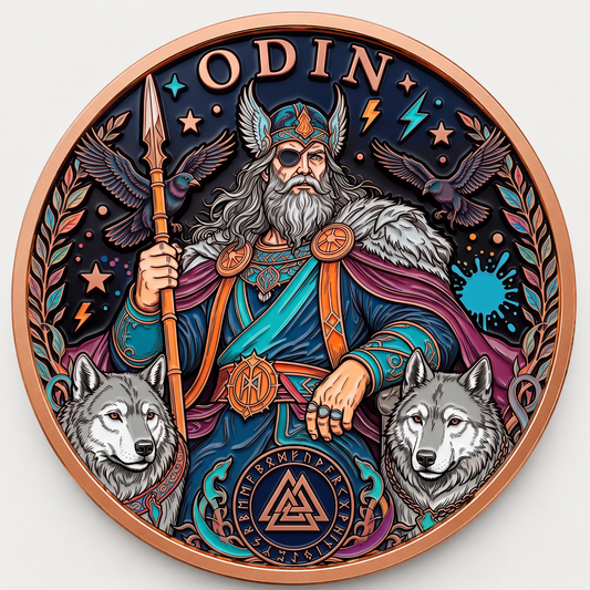 Odin Allfather Norse Mythology Series – 1 oz .999 Fine Copper Round High Relief (Roll of 20) – 5 UV Color Designs
