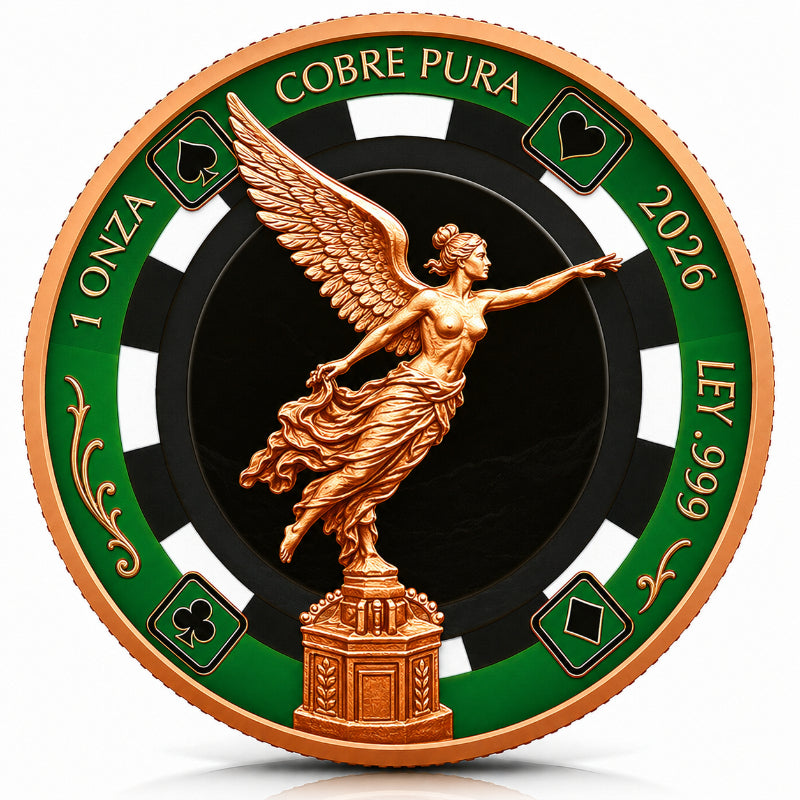 Mexico Libertad 1 oz .999 Fine Copper Round – Poker Chip Casino Art Edition 2026 (Tube of 20)