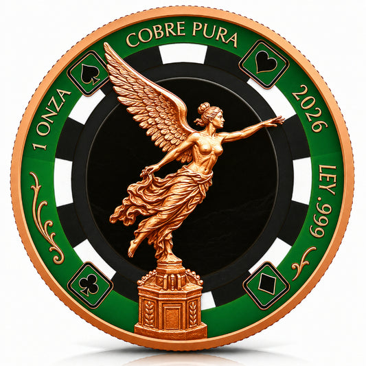 Mexico Libertad 1 oz .999 Fine Copper Round – Poker Chip Casino Art Edition 2026 (Tube of 20)