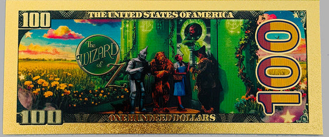 The Wizard of Oz $100 Gold Foil Novelty Bill Complete Set — 5 Characters · Est. 1939