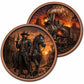 1 oz .999 Copper Round Steampunk Wild West Gunslinger and Iron Horse Locomotive – Both sides