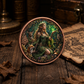 1 oz .999 Copper Round Celtic Forest Goddess obverse – lifestyle display on wood with ancient map