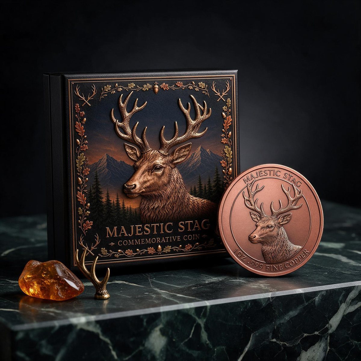 Majestic Stag 1 oz .999 Copper Commemorative Coin with Display Box - 30 Piece Lot