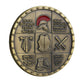 Armor of God Challenge Coin reverse closeup – Put on the Full Armor of God six-panel Helmet of Salvation Breastplate Belt Sword Shoes Shield red enamel