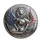 Harley Spirit Ride Fast Live Free Challenge Coin reverse – roaring lion V-Twin engine mechanical wings American flag blue red enamel gears antique silver