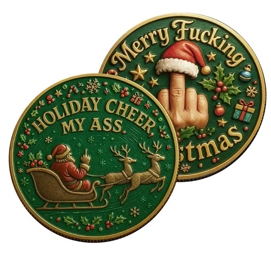 Merry F*cking Christmas Challenge Coin | Holiday Cheer My Ass | 40mm High Relief (20 PCS)