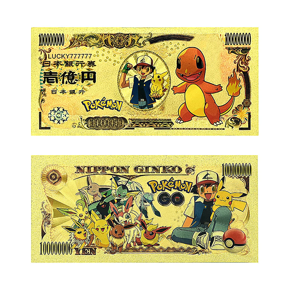 Pokémon 24K Gold Foil Banknotes – Pack of 10 (Choose Your Design)