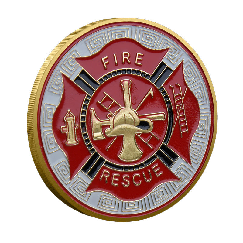 50 PCS Wholesale Lot - Thin Red Line Fire Rescue Challenge Coin Firefighter Maltese Cross - Gold or Silver Tone